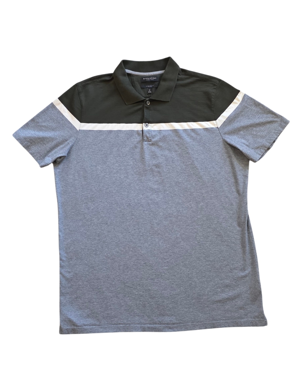 Banana Republic XL Tall Green Gray Luxury Touch Colorblock Polo Extra Large Tall